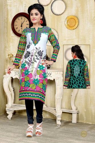 Printed Cotton Kurtis - Long Sleeve, Sizes S to XL | Quick Dry, Washable for Every Season, Ideal Daily Wear for Girls