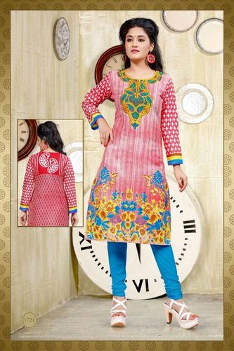 Printed Cotton Kurtis - Cotton, Long Sleeve, Printed Design | Washable, Ideal for Girls