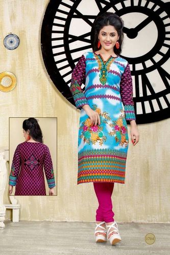 Printed Cotton Kurtis - Cotton, Long Sleeve, Printed Pattern, Suitable for Summer & Winter | Washable Daily Wear for Girls