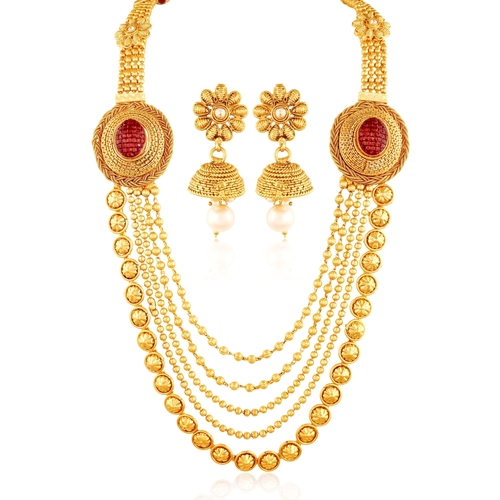 Multi-Colour Pink Diamond Necklace With White Pearl