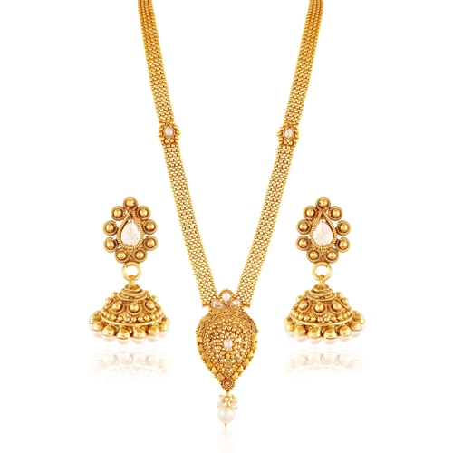 Pearl Necklace Set - 37x14x1cm, White Color | Elegant for Anniversary and Party Occasions