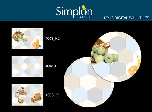 Ceramic Wall Tiles - 12x18 Gloss Finish | Acid-Resistant, Antibacterial, Non-Slip Design, Easy Installation