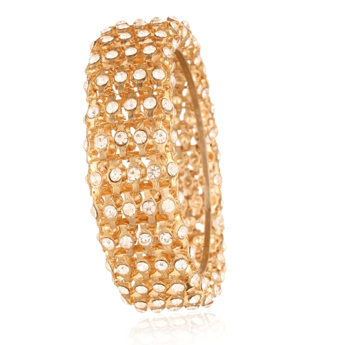 Interlink Chain Styled Diamond Golden Bracelet Bangle
