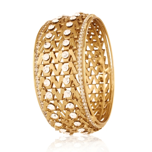 Interlink Zigzag Chain Gold Plated Bracelet Bangle For Women