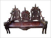Antique Sofa Set - Sheesham Wood, 72x24x36 Inches, Dark Brown | Classic Style, Comfortable Seating, Hand-carved Details, Unique Piece, Polished Finish
