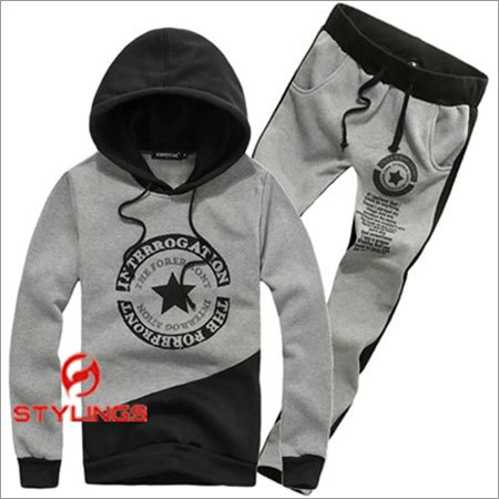 Track Suit - Cotton Blend, Various Sizes, Grey | Soft Fabric, Breathable, Moisture-Wicking, Attached Hood, Drawstring Closure