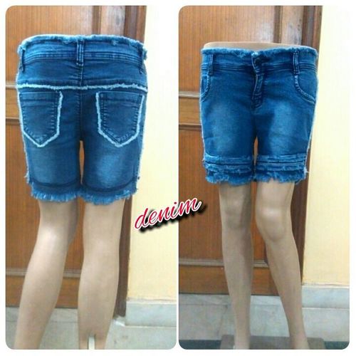 Denim Shorts - Denim Material, Zipper Closure | Plain Pattern Design for Girls, Comfortable and Stylish Summer Wear