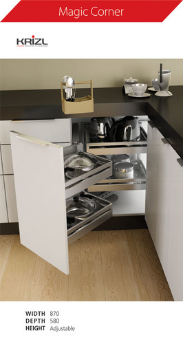 Aluminum Magic Corner - Aluminium Material, Sleek Design for Modern Kitchens | Durable, Trendy, Space-Saving Kitchen Solution