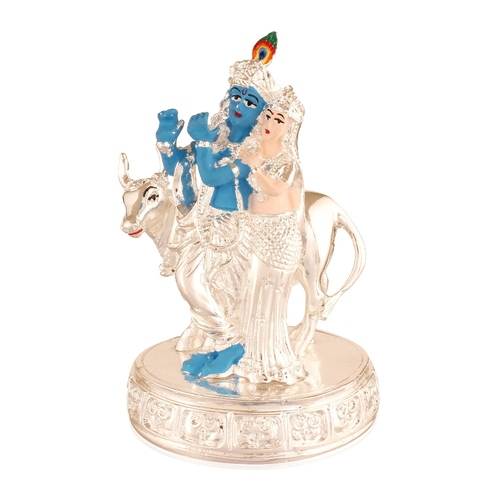 Symbol Lord Krishna Beloved Goddess Radha With Cow Brass Statue Size: 7*8*12