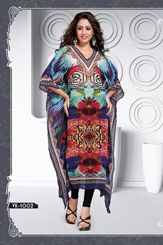 Blue And Red Printed Designer Kaftan
