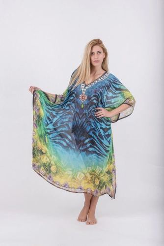 Green And Blue Fancy Kaftan