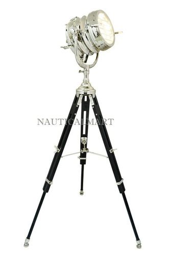 Beautiful Heavy Duty Tripod Floor Lamp Antique Search Light With Wooden Stand