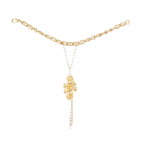 Party Style Diva Golden Flowers With Ring Hand Chain for Women
