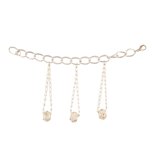 New Gold Pleated Bracelet With White StoneA 