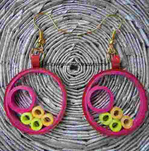 Handmade Quilling Wall Sceneryearings Hoop Earrings