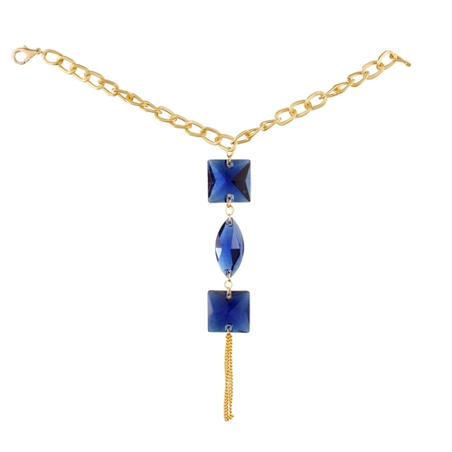 Blue DiamondA A Ring Bangle Slave Chain Gold Pleated Bracelet For WomenA 