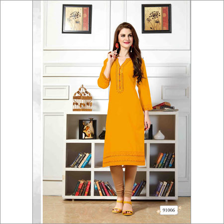 Yellow Cotton Kurtis