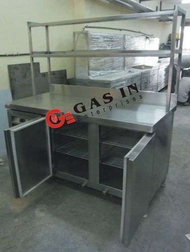 Table Top Refrigerator With Overhead Shelves
