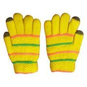 Woolen Household Gloves - Full Finger Design in Bright Yellow, Knitted Pattern | Washable for Daily Personal Use