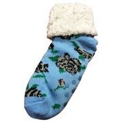 Child Socks - Woolen Blue Color | Middle Elasticity Washable Printed Pattern for Kids Suitable for All Seasons