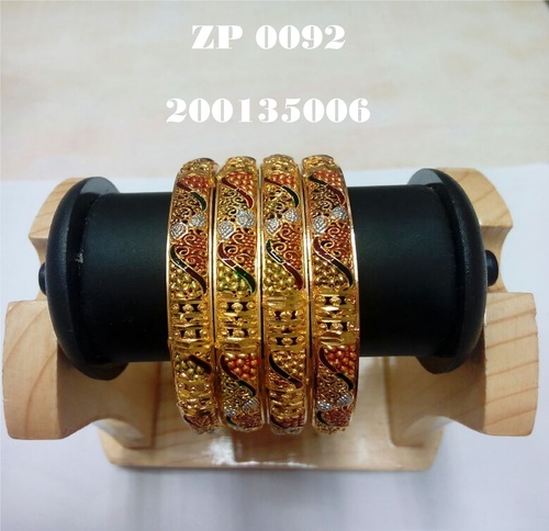 Costume Fancy Bangles Set - Copper 24Ct Gold Plated, 2.2-2.5 Inch, Gold | Stylish, Durable, Elegant, Versatile