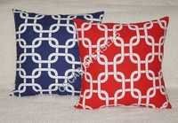Blue & Red Printed Cushion Cover