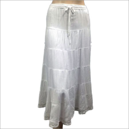 Ladies Long Skirts - Cotton Fabric, Elegant White Color Design | Comfortable Fit and Stylish Look