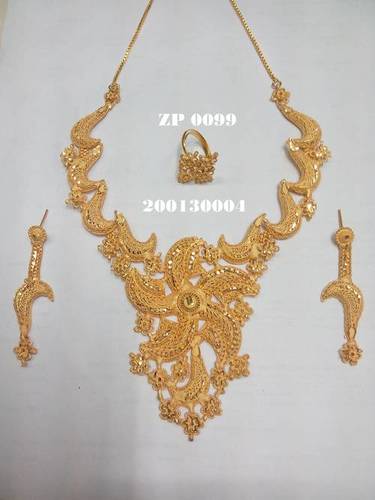 Designer Necklace Set - Copper Base, 1 Gram Gold Plating | Elegant Golden Jewelry for Women, Perfect for Weddings, Engagements, and Anniversaries
