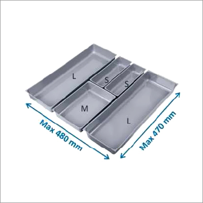 Multi Organizer Trays - Plastic, 470x160x48mm, 5 Trays | Stackable, Space Saving, Versatile