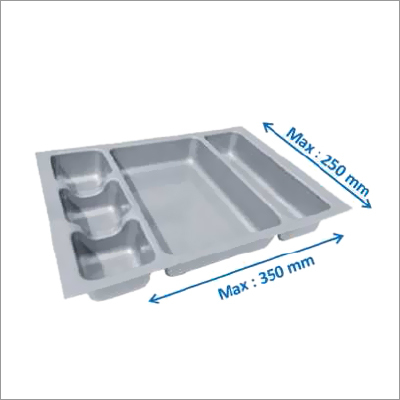 Single Organizer Trays - Plastic 350x250x48 mm, Grey, Multiple Compartments, Easy Cleaning