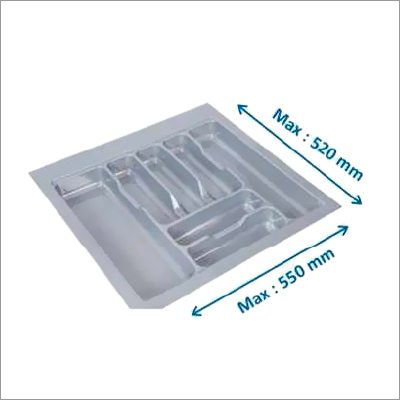 Single Organizer Trays - Plastic 550x520x54 mm, Gray | Drawer Organization, Space Saving, Easy Cleaning, Durable Design