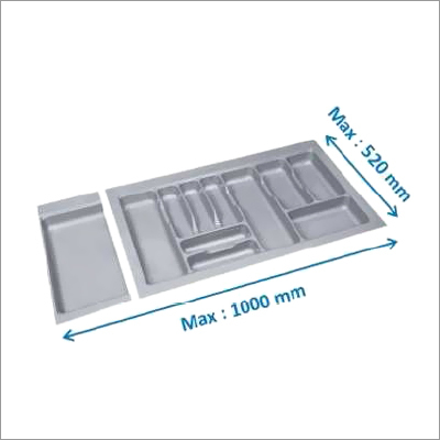 Expandable Organizer Trays (2) - Plastic 1000x520x54 mm Gray, Expandable Design, Multiple Sections, Space Saving