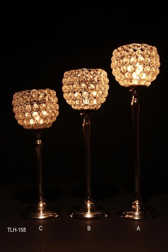T-Light Holder - Metal And Glass, Round Base, Silver | Elegant Design, Durable, Versatile Use
