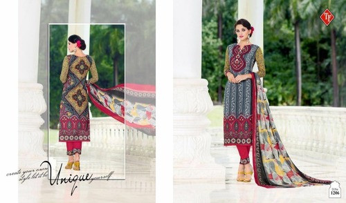 Sanah-8 glace satin cotton printed suit
