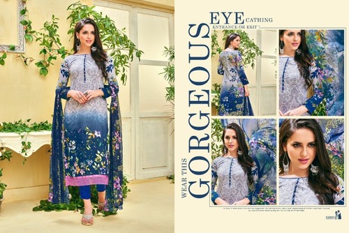 Kaya glace cotton print with lace suit