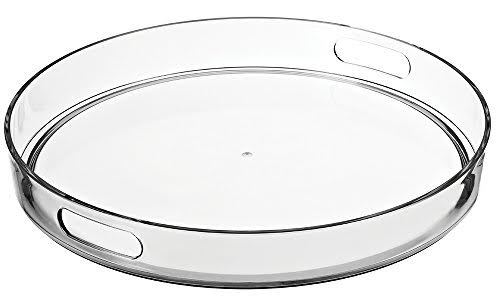 Round Serving Tray - Acrylic, 12-inch Diameter X 2-inch Height | Clear View, Durable Build, Integrated Handle, Easy Clean, Stable Base
