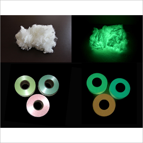 Glow filament yarns and glow staple fiber