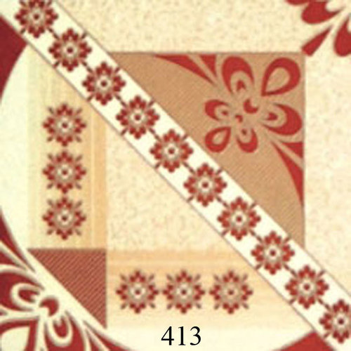 Designer Ivory Glossy Floor Tiles - Ceramic 396x396 mm, Red, PEI-3/4 Abrasion Resistance, Mohs Hardness >6, Flexural Strength >29 N/mm, Durable, Glossy Finish, Stylish Design, Water Resistant
