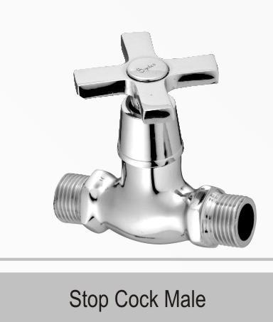 Stop Cock Male - Brass 50x30x20mm Chrome, Cross Handle, 1/2 Inch Thread, 150 PSI Pressure