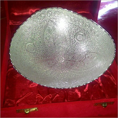 Silver Bowl - Sterling Silver 12 Inch Diameter, 4 Inch Height | Handcrafted, Polished Finish, Intricate Details, Wooden Box Packaging