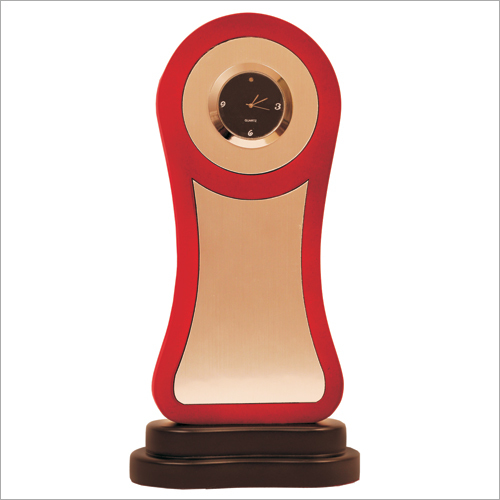 Golf-2828 - Wood Metal 12x4x2 Inches Red, Quartz Battery Desk Clock, Timekeeping Award Presentation