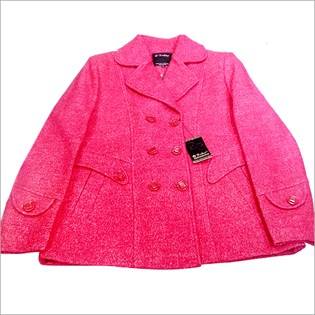 Dark Pink Ladies Long Woolen Coats
