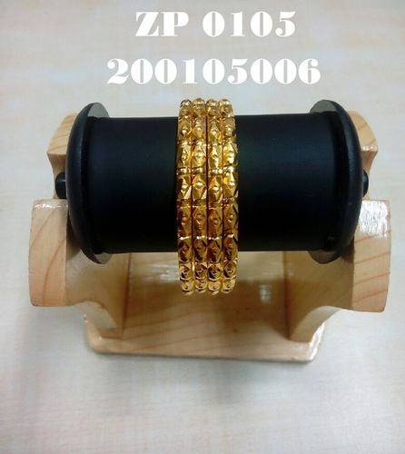 Gold Plated Simple Design Bangles Set - Artificial 24Ct Gold, 2.2-2.5 Inch, 1 Gram | Elegant, 24K Gold Plated, Set of 2