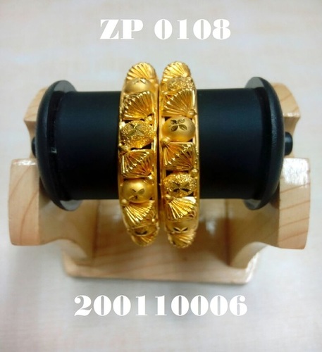 Gold Forming Fancy Design Bangles Set - Artificial 24Ct Gold, 1 Gram, 2 Bangles | Elegant Fancy Style, Daily Wear, Festive Adornments