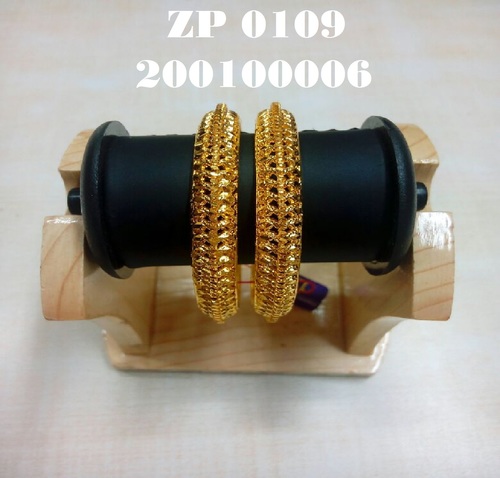 Gold Plated Indian Fancy Bangles - Artificial 24Ct 1 Gram Gold, Stylish Lightweight Pair