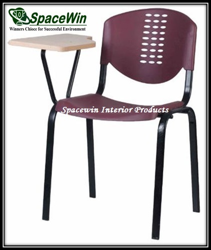 Writing Pad Chair - Metal & Plastic, 45x50x80cm, Maroon | Easy Assembly, Comfortable Seating, Durable Design, Space Saving, Stackable