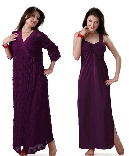 Satin Hot N Sweet Beautiful 9023 C Wine Two Pcs Nighty
