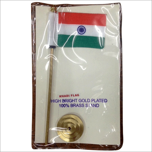 Indian National Flag Gold Plated Brass Stand