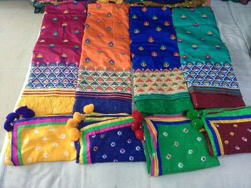 Bandhani Unstitched Dress with Dupatta