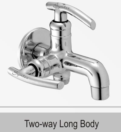 Two Way Long Body - Brass, 150mm Spout, Chrome Finish | Dual Flow, Two Lever Handles, Wall-Mounted, Durable, Easy Install